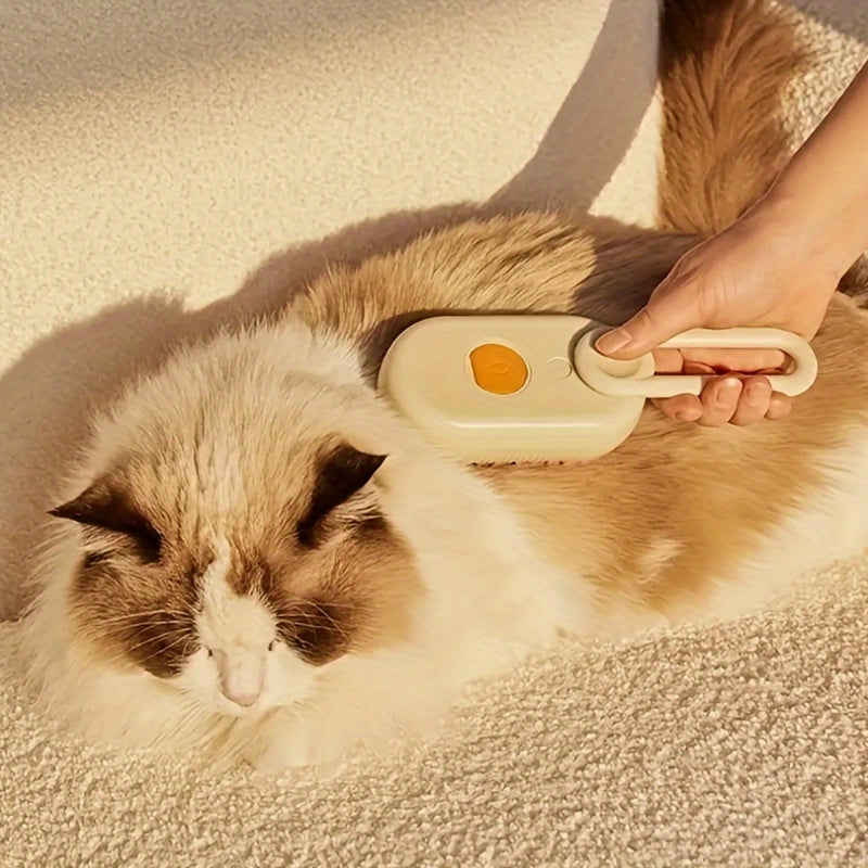 3-in-1 no-rinse steam massage comb for pets. Removes tangles and floating hair. Electric brush with spray function. Perfect for daily grooming of cats and dogs.