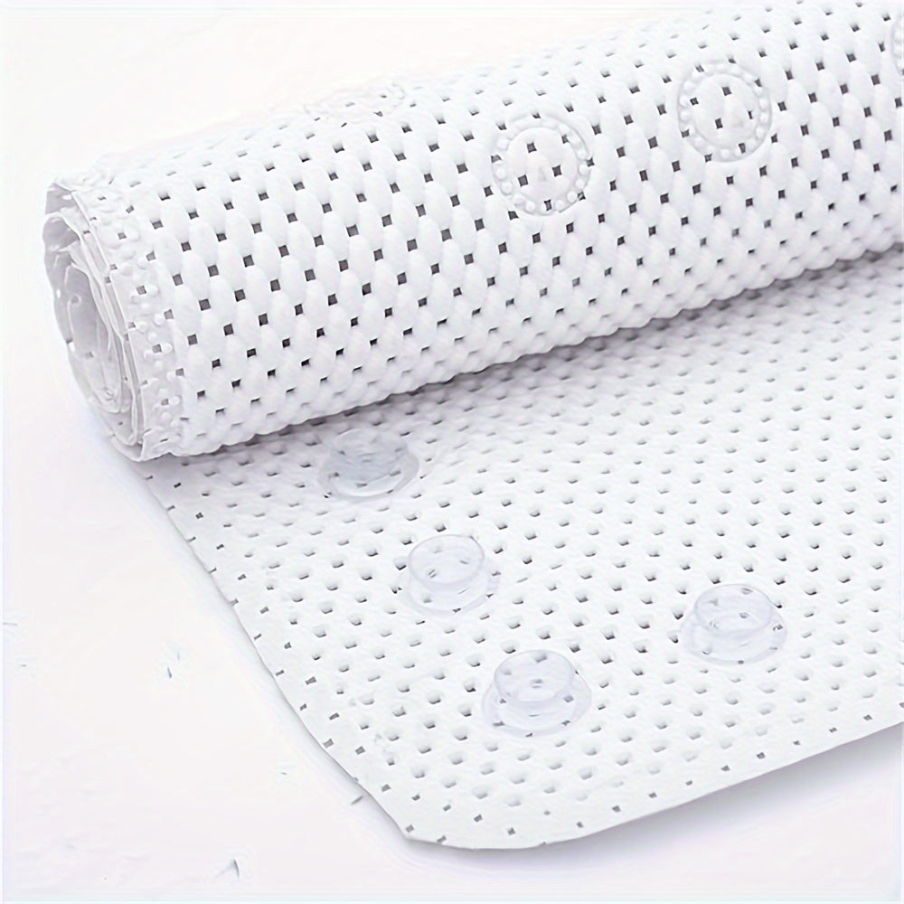 Soft Cushioned Shower Floor Grip for Bathroom Safety - PVC Bathtub Mat with Anti-Slip Design, Machine Washable, Mildew Resistant, Drain Holes, and Suction Cups included