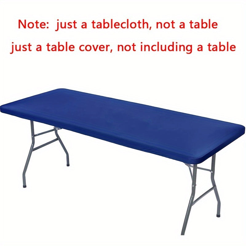 1pc Spandex rectangular polyester tablecloth - Waterproof, machine washable, ideal for buffet table, holiday dinner, wedding, trade show, and home supplies.