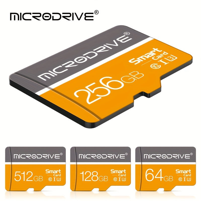 High speed Orange-gray Micro mini TF SD Card available in various sizes (4GB, 8GB, 16GB, 32GB, 64GB, 128GB, 256GB) with Class 10 TF U3 compatibility and SD adapter included.