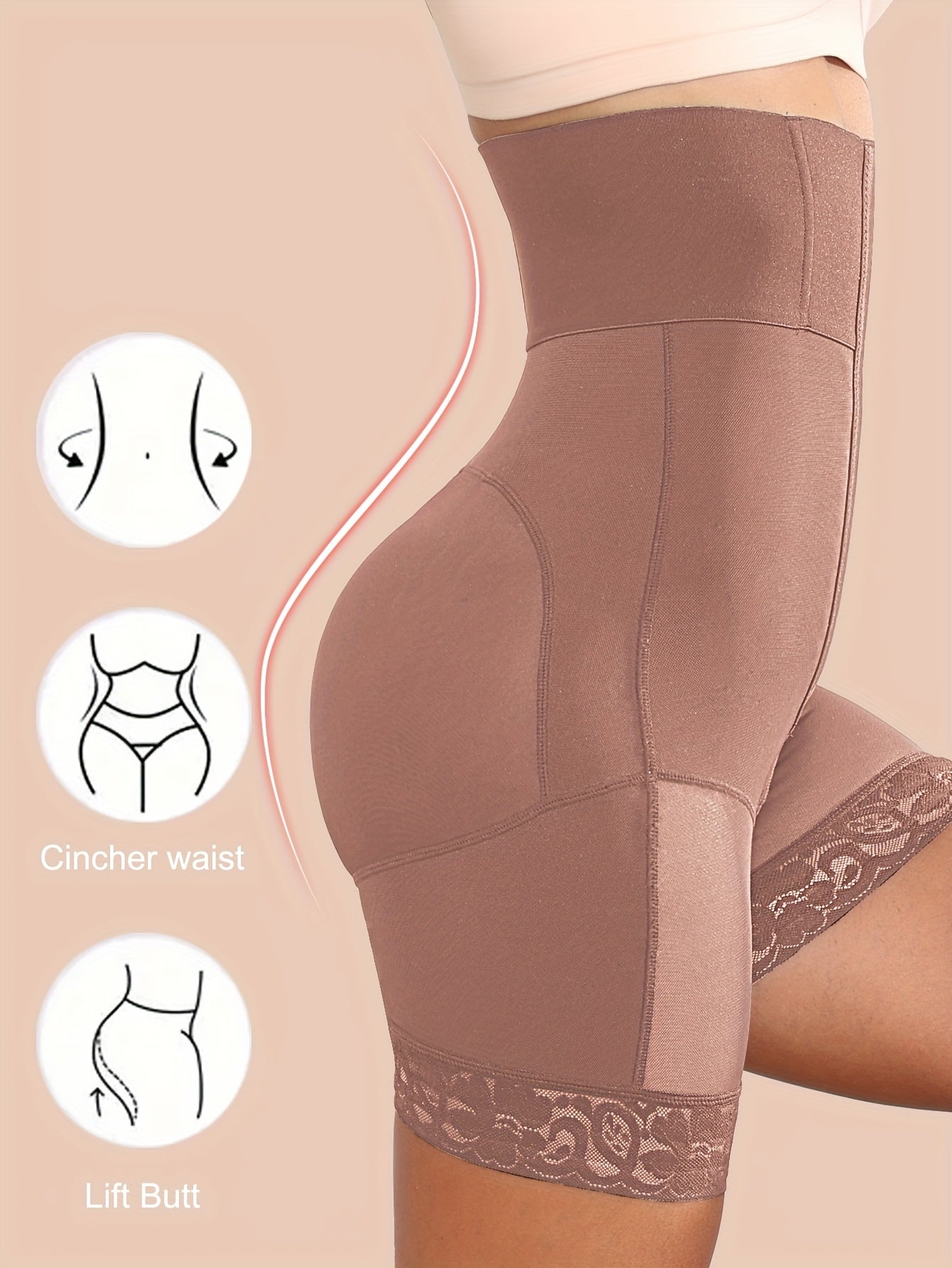 High-waisted shaping pants for postpartum hip and abdomen compression, postoperative buttocks lifting and leg shaping, buttoned design.