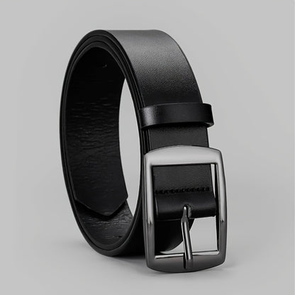 Men's simple and retro PU leather belt with smooth buckle for daily wear