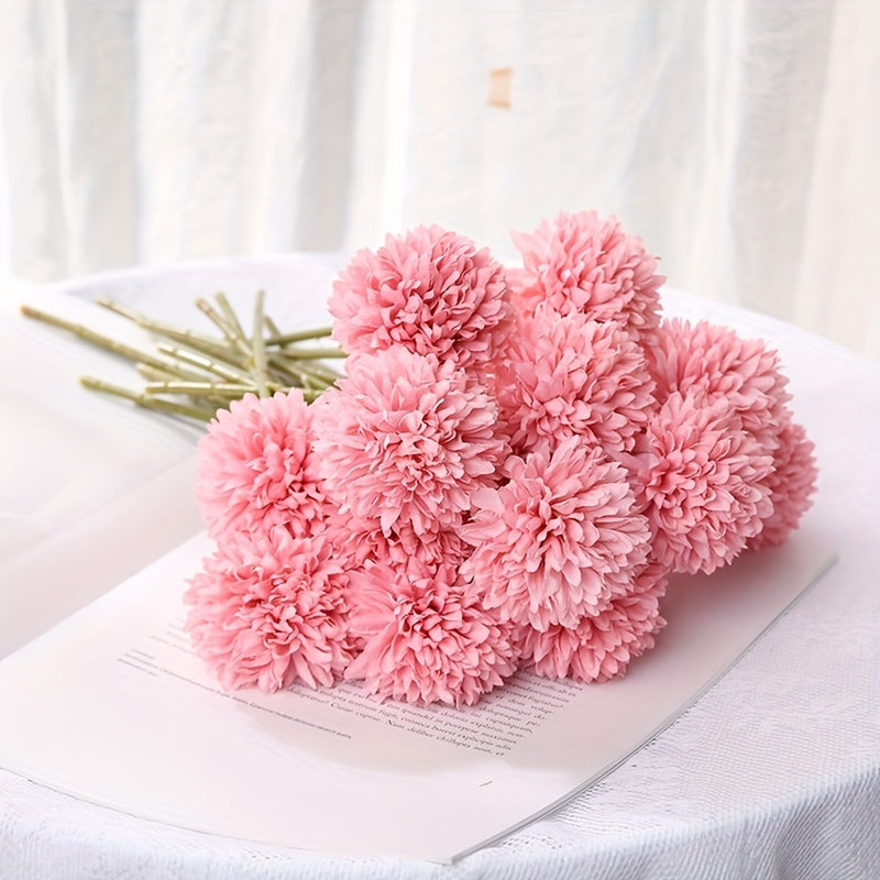 5 artificial chrysanthemum and dandelion flowers for DIY wedding decor.