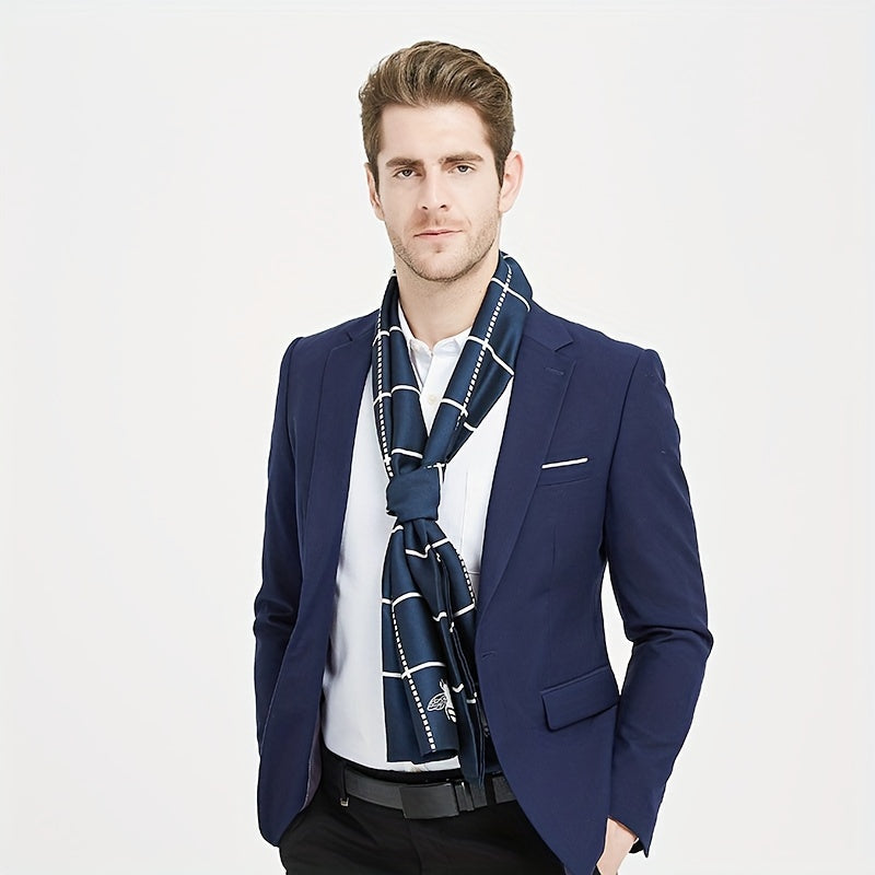 Add sophistication to your wardrobe with this stylish men's double-layered scarf. Crafted from soft polyester, this fashionable accessory is versatile enough to complement any outfit.