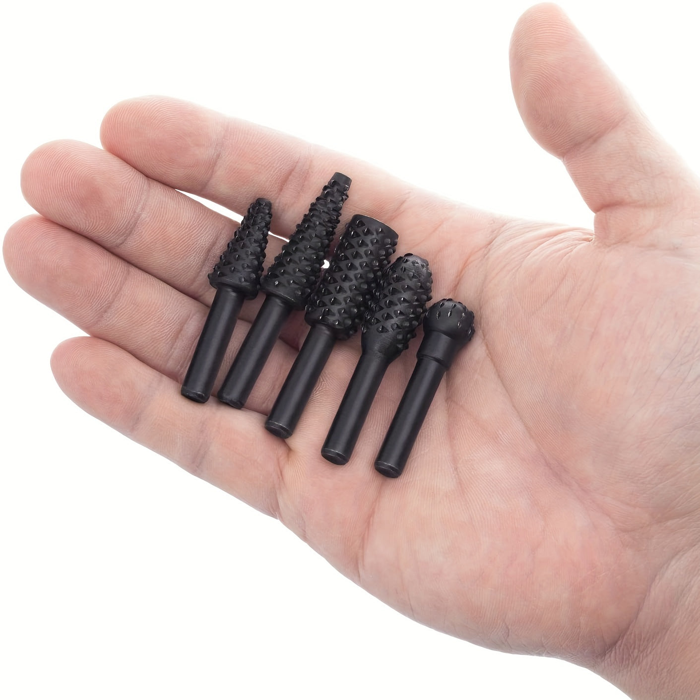 5/10pcs Wood Carving File Rasp Drill Bit Set, 1/4" 6mm, DIY Woodworking Rotating Chisel Shaped Burr Power Tools.