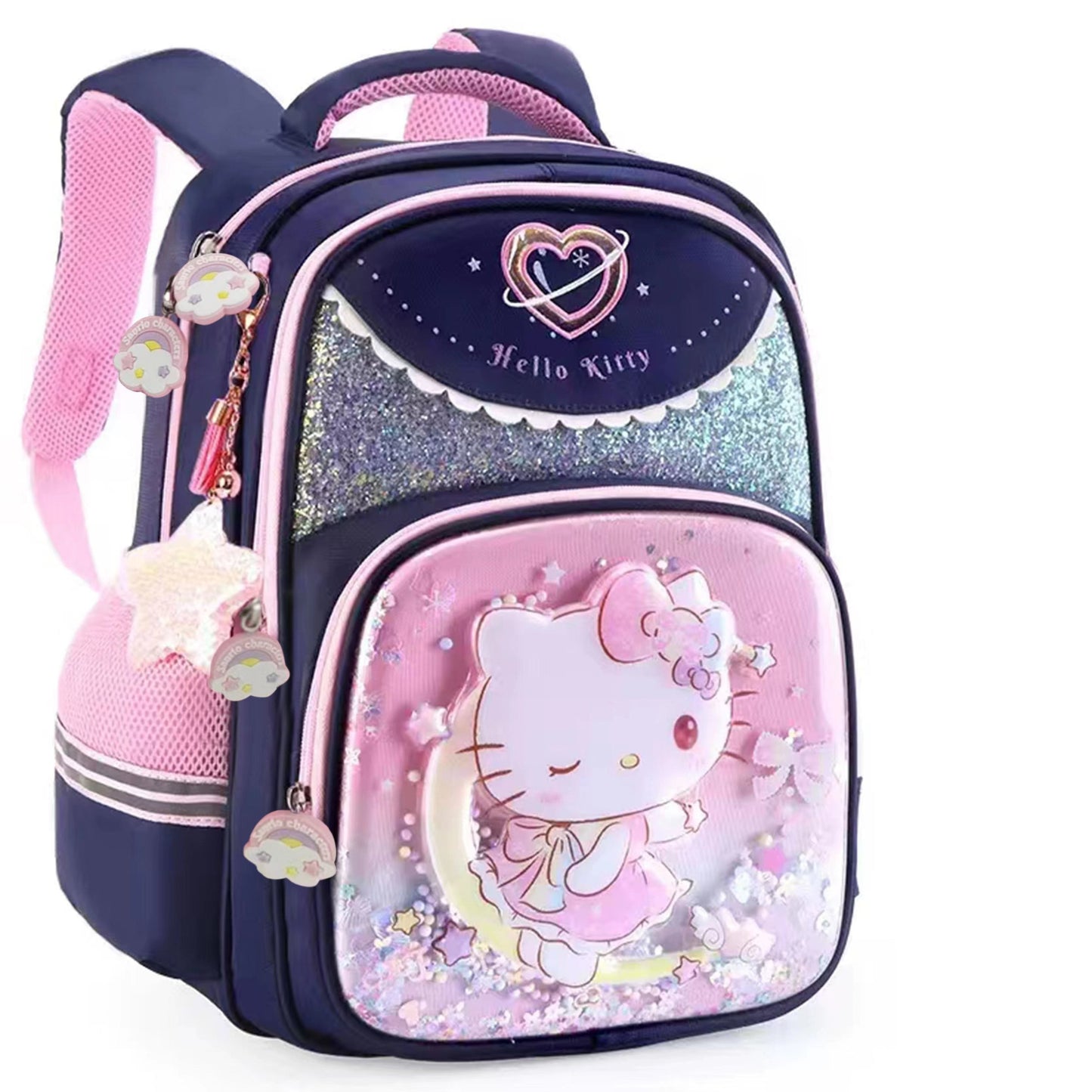 New Style HelloKitty School Bag for Primary School Girls, Lightweight and Perfect for Three Youngsters in Second and First Grade, Hello Kitty Youngsters Backpack