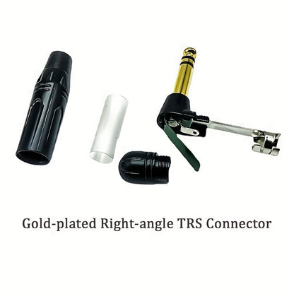 Two 1/4 Inch TRS Instrument Cables with 90 Degree Right-Angled to Straight connectors, suitable for various musical instruments and equipment.