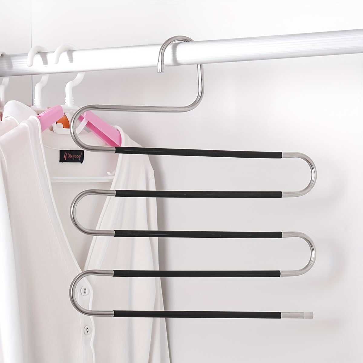 1 piece of 5-layer stainless steel non-slip pants hanger set for home, measuring 36.98cm by 35.99cm.