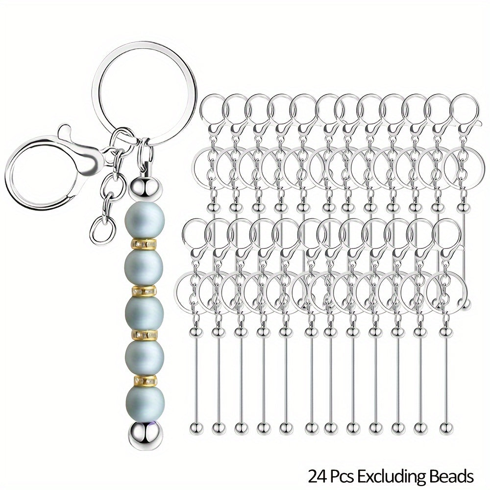 24 Sleek Gold Keychain Rods for DIY Crafts, Perfect for Valentine's Day Gifts for Both Men and Women, Bead-free Design