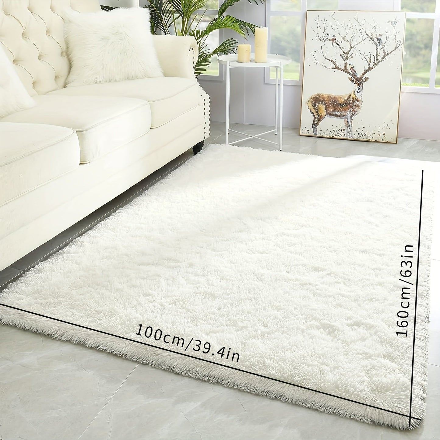 Luxurious Thick Shag Area Rug, Contemporary Rectangle Plush Fuzzy Carpet, Easily Washable, Non-Shedding Non-Slip Soft Furry Rug for Living Room Bedroom, Home Décor, and Room Enhancement.