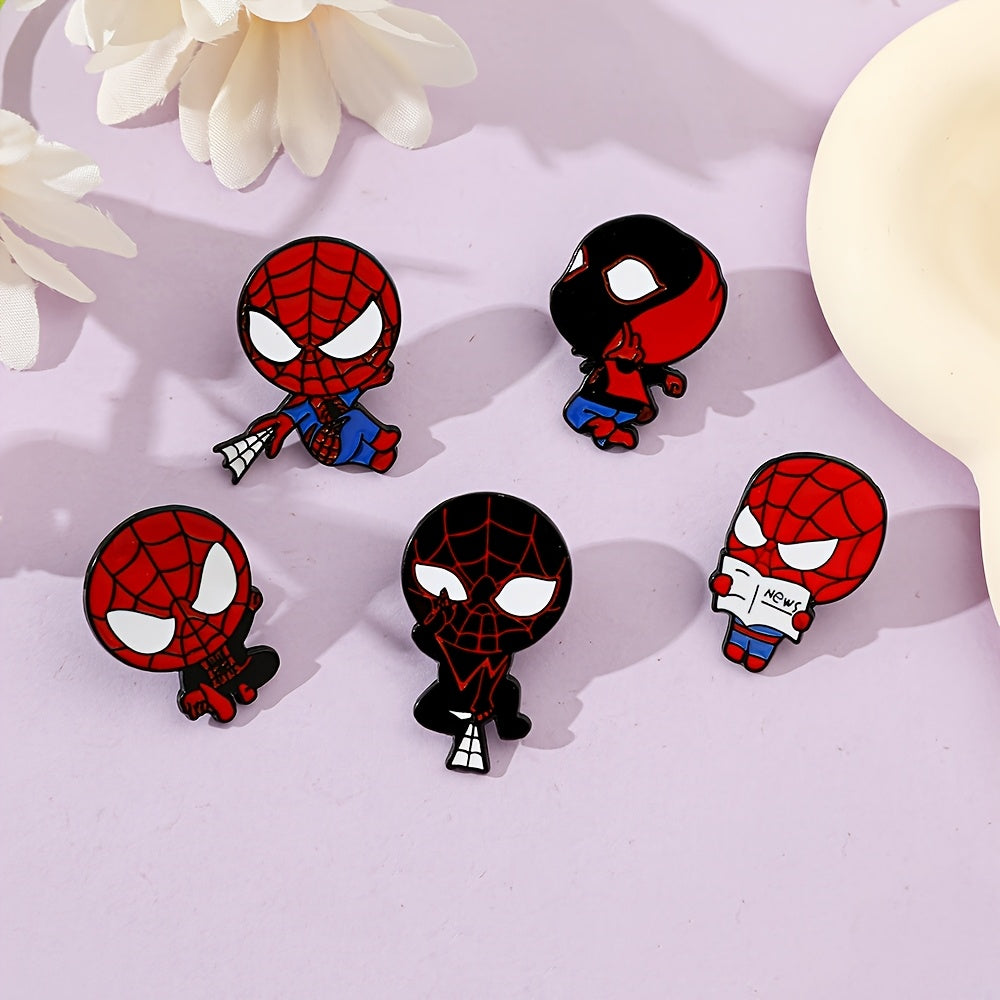 Set of 6 Marvel Spider-Man Enamel Brooch Pins, Adorable Cartoon Anime Design made from Alloy Metal, Unique Irregular Shaped Fashion Accessories for Clothing and Backpacks, Perfect Gift for Friends