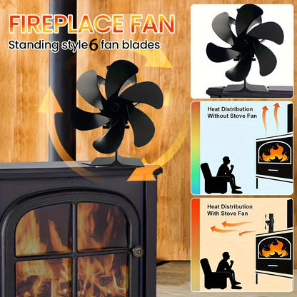 One or two pieces of a 6-blade wooden stove fan, designed for distributing heat from wood, gas, or log burner stoves. This heat-powered wall fan is a cozy accessory for home heating during autumn and winter. It does not require electricity and comes with