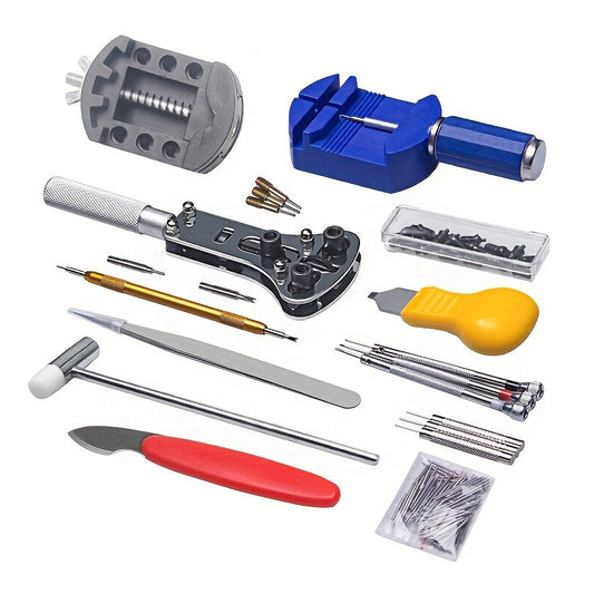 Watch Repair Kit with 147 pieces of Durable Carbon Steel Tools for Easy Assembly and Maintenance - Includes Storage Bag, Suitable for Home Use, and Multifunctional