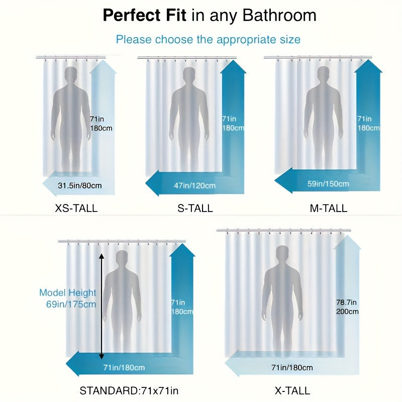 Geometric Water Cube Shower Curtain: Semi-Transparent, Easy to Clean, Water-Resistant Polyethylene with Grommet