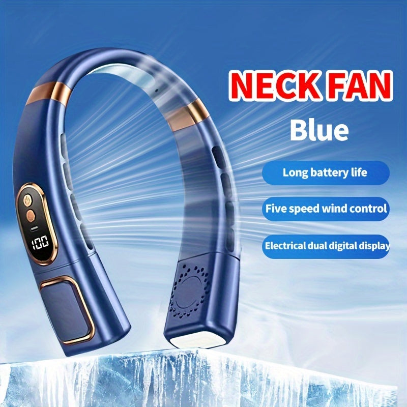 Portable Neck Fan with Digital Display, Adjustable Speeds, USB Rechargeable 1200mAh Battery - Perfect for Home, Travel, Outdoor Activities, School, Work, and Beach Trips