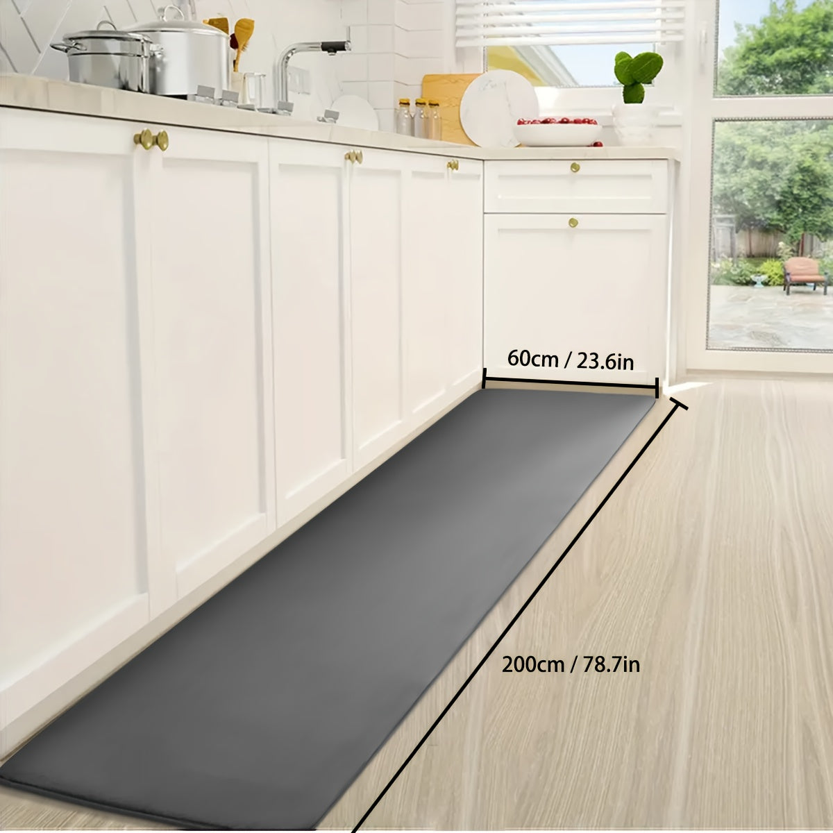 Polyester Kitchen Runner Mat with Absorbent Qualities - Non-Slip, Lightweight, Low Pile, Rectangular Shape, Easy to Hand Wash, Knit Weave Design with PVC Backing, Durable Flannel Floor Rug Ideal for Home Entrances Made by Machine Manufacturing