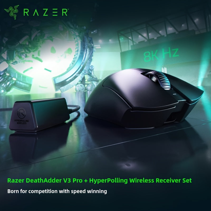 Razer DeathAdder V3 Pro Wireless Gaming Mouse with Hyperpolling Wireless Dongle: Lightweight design, Focus Pro 30K Optical Sensor, Optical Switches, 5 programmable buttons.