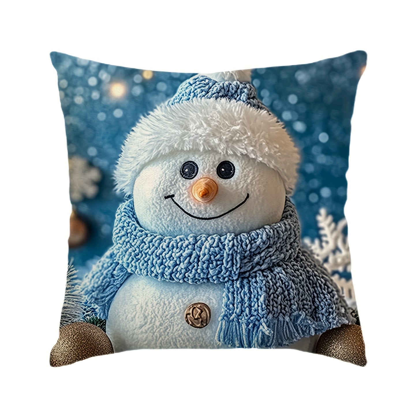 Santa Claus Christmas throw pillow cover with cute 2D digital print, made of polyester. Perfect for living room and bedroom sofas. Machine washable with zip closure. 45.01x45.01cm.