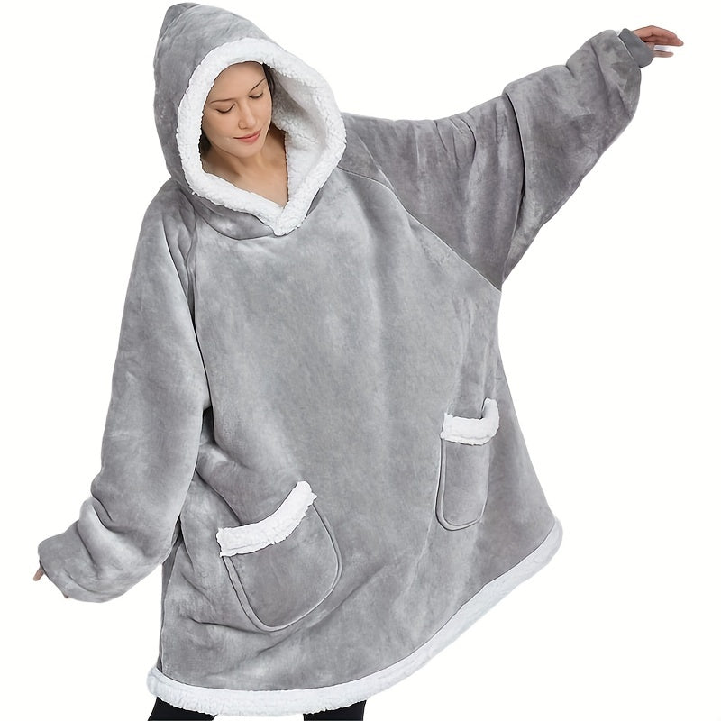 Stay cozy in style with this oversized sweater hoodie winter pajamas, blanket sweatshirt. Featuring a hooded design and convenient pocket, this wearable blanket hoodie is perfect for both men and women.