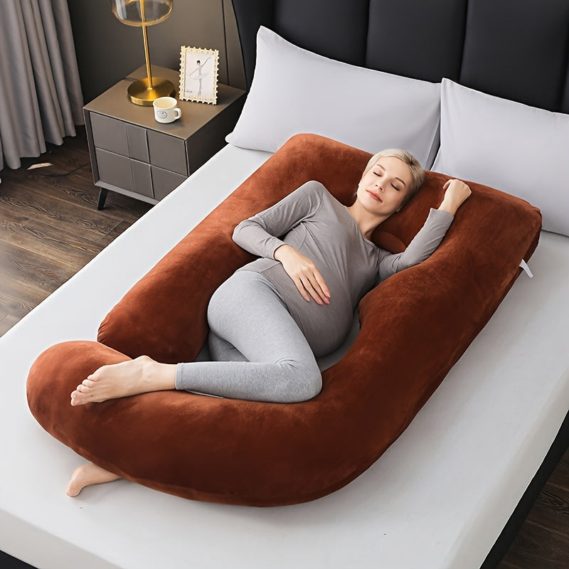 Get the ultimate comfort with our J-Shaped Pregnancy Pillow, made of soft polyester and designed for full body support. It comes with a removable cover and is perfect for expecting mothers to get a good night's sleep. Makes a great gift for Christmas