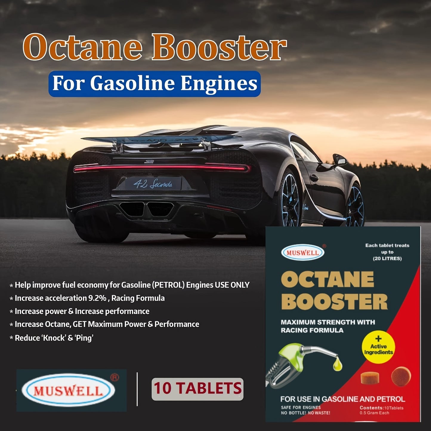 Maximize strength, power, and acceleration while removing knocks and hesitations with Octane Booster for petrol. Improve fuel economy and save with just one pack treating 200 litres of fuel.