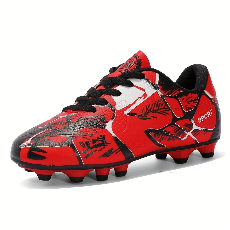 Non-slip football cleat with spikes for boys, professional and comfortable outdoor soccer shoes for training and competition.