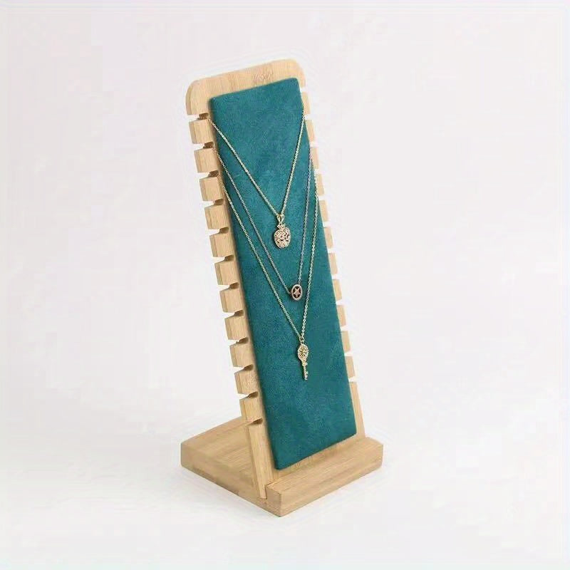 12-slot necklace holder made of natural materials for storing and displaying necklaces, bracelets, and pendants. Suitable for jewelry stores and home storage. Easy to install with a dismountable design. Comes with a 12-slot jewelry display rack.