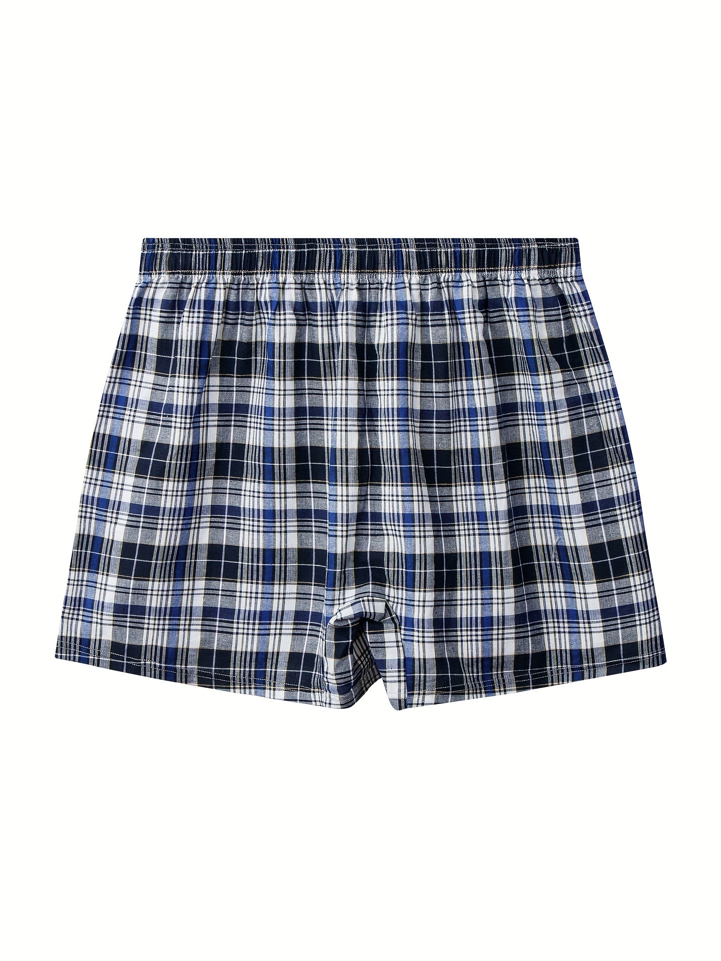 5 Men's Plaid Boxer Briefs - 100% Cotton, Breathable, Loose Fit for Home or Beach