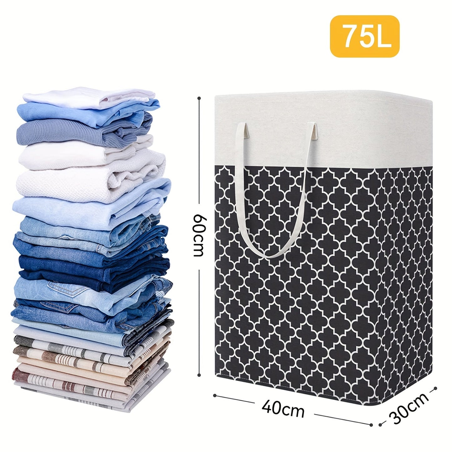 Convenient and spacious 75L Foldable Laundry Hamper with Handles - Waterproof, Portable Storage Bin for Clothes & Toys, Ideal for Dorms and Home - Comes in Black, Grey, Red, and Blue options - Laundry Baskets