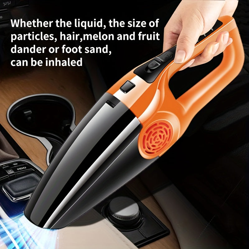 12V dual-use vacuum cleaner with strong suction for cars and households.