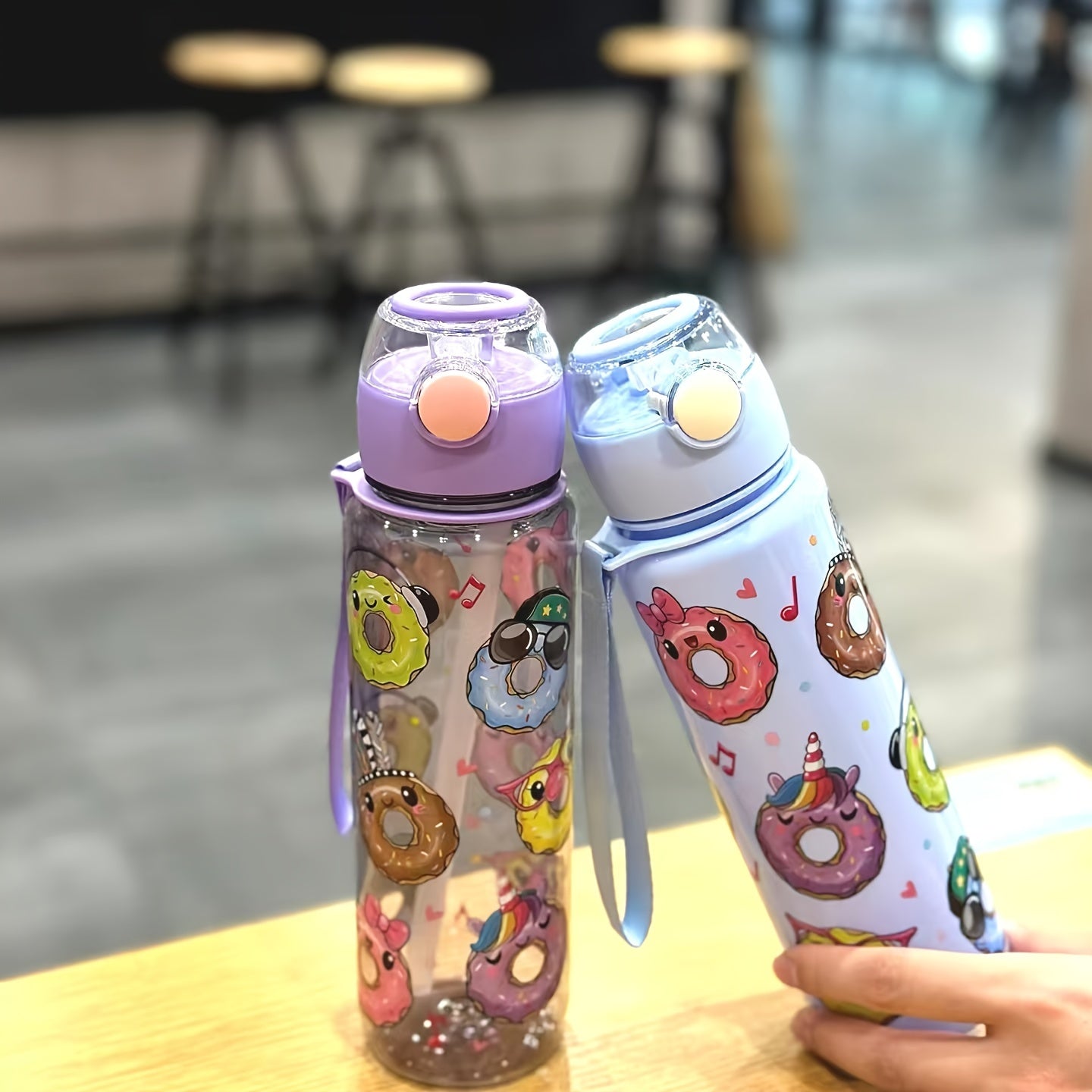 Cute Donut Design Water Bottle, 700ml, BPA-free, High-Temp Resistant, Portable, Anti-Leak, Great for Outdoor Activities, Ideal Holiday Gift