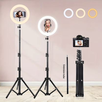 ZOMEI 25.4cm LED Selfie Ring Light with Adjustable Stand for Indoor Use, Live Streaming, Photography, Makeup, Meetings - USB-Powered, No Battery Required