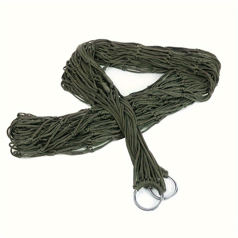 Nylon rope mesh hammock for outdoor sleeping and net hanging bed swing.