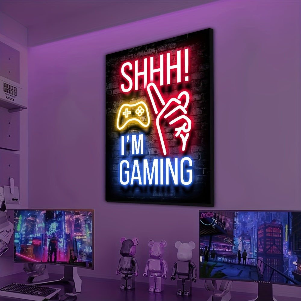 Neon game poster for electronic sports room, game hall, and boys' bedroom - ideal wall decor for gamers.