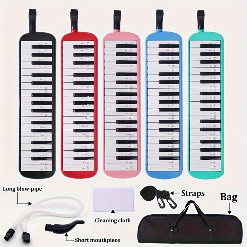 32-Key Soprano Melodica Air Piano Keyboard with Soft Long Tube, Short Mouthpiece, Carrying Bag - Portable and Easy to Play ABS Material Instrument in Various Colors.