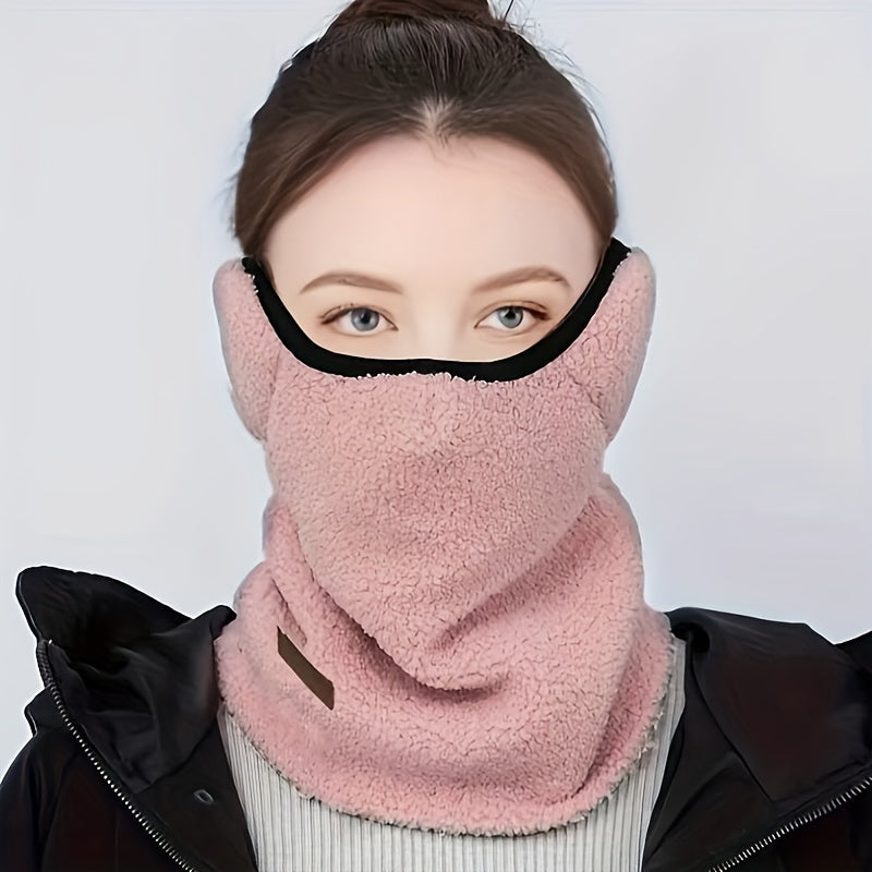 Stay warm and stylish this winter with the Boho Style Women's Fleece Neck Gaiter. This windproof scarf features earflaps and is made of thickened polyester for ultimate warmth and comfort. Perfect for outdoor activities like cycling, this knitted scarf