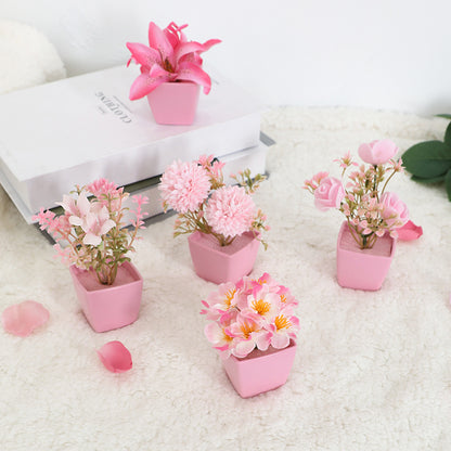 5 Mini artificial potted flowers for desktop decoration