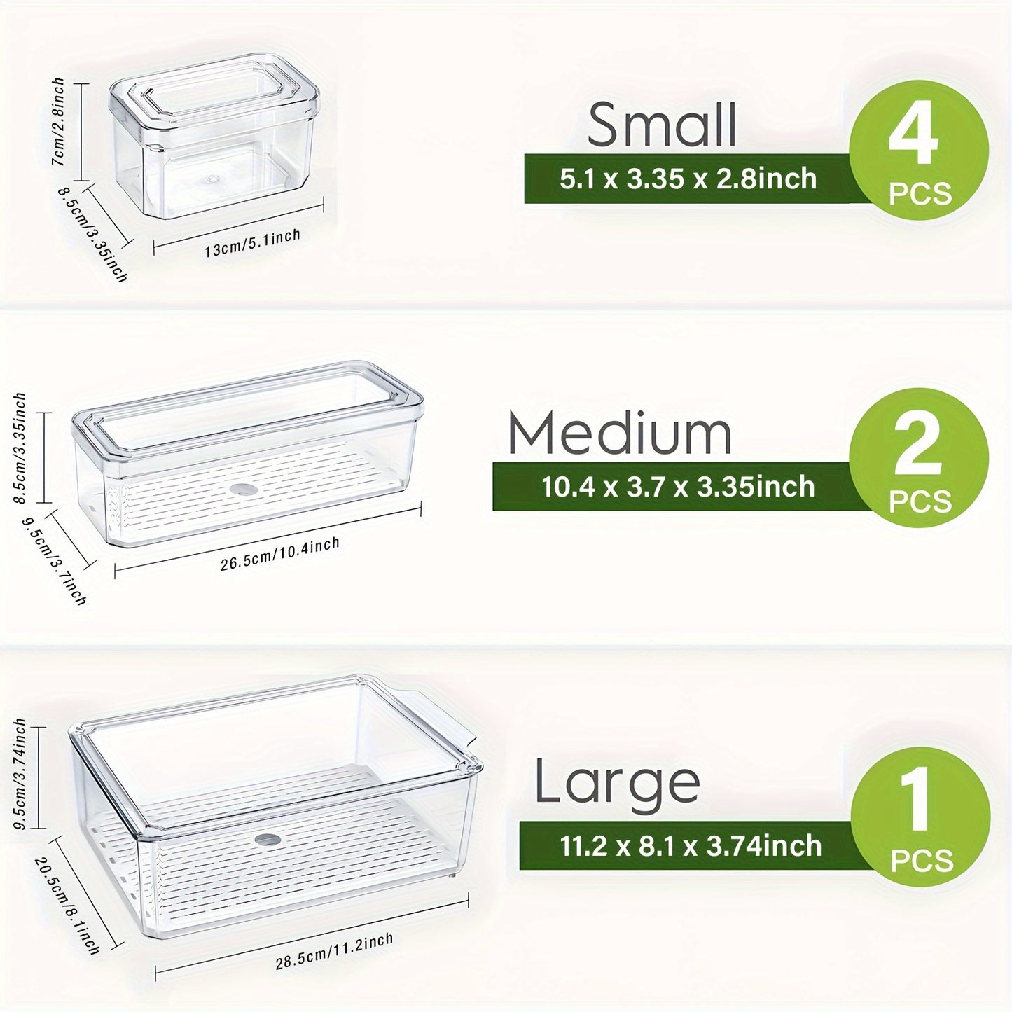 7/14 BPA-free stackable fridge organizer bins with lids for clear refrigerator storage of fruit, vegetables, food, drinks - essential for RV organization.