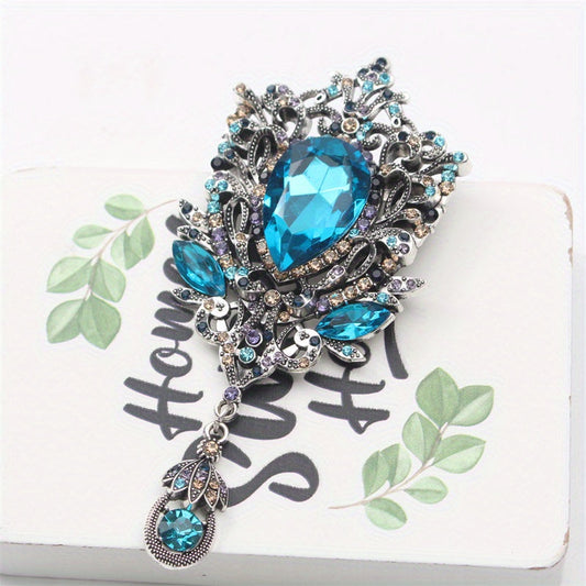 Luxurious Enamel Irregular Flower Shaped Rhinestone Brooch, Elegant Atmosphere Cutout, Stylish Pin for Women, Fashionable Gift Option