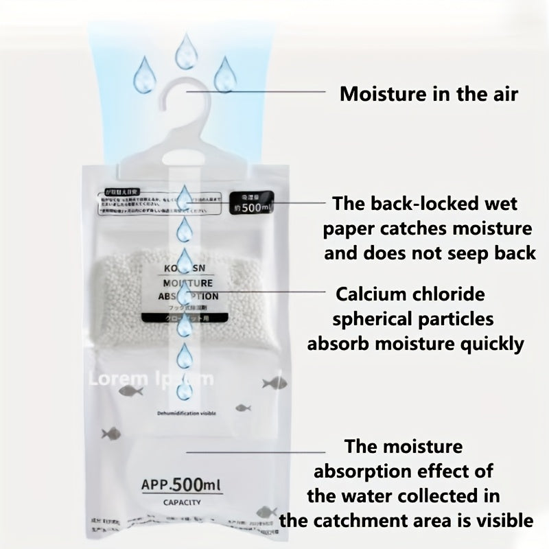 Essential household dehumidifying agents for dormitories and wardrobes, available in packs of 10 or 20 bags.