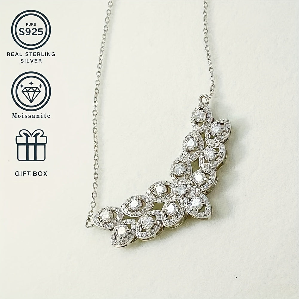 Stunning Boho-Chic 0.1 Carat D-Grade Moissanite Necklace, 925 Sterling Silver Plated, Lab-Created Stone, December Birthstone, Perfect Thanksgiving Gift, Versatile Jewelry for Every Season, Lightweight 6.05g