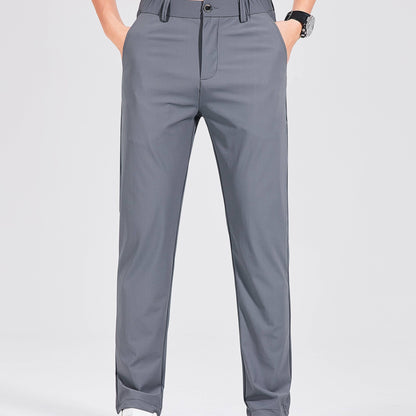 Mens' Elastic Straight-Light Business Casual Pants for Spring and Summer