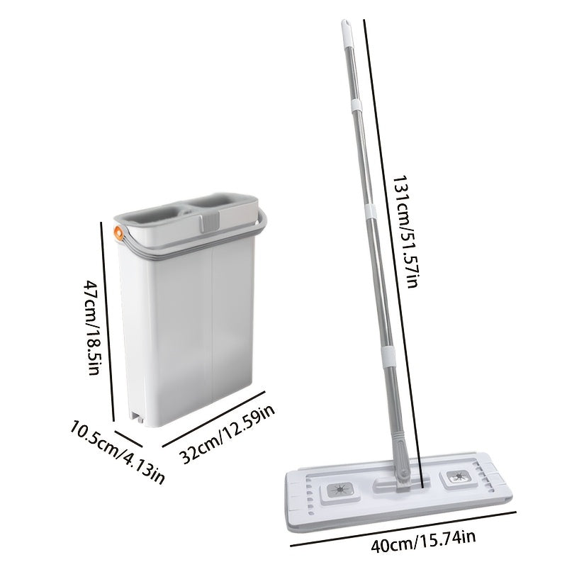 Household Cleaning Tools: Mop and Bucket Set with Wringer, Includes 4/2 Ultra-Fine Microfiber Pads, Ideal for Wet and Dry Use on All Floor and Window Surfaces in Your Home.