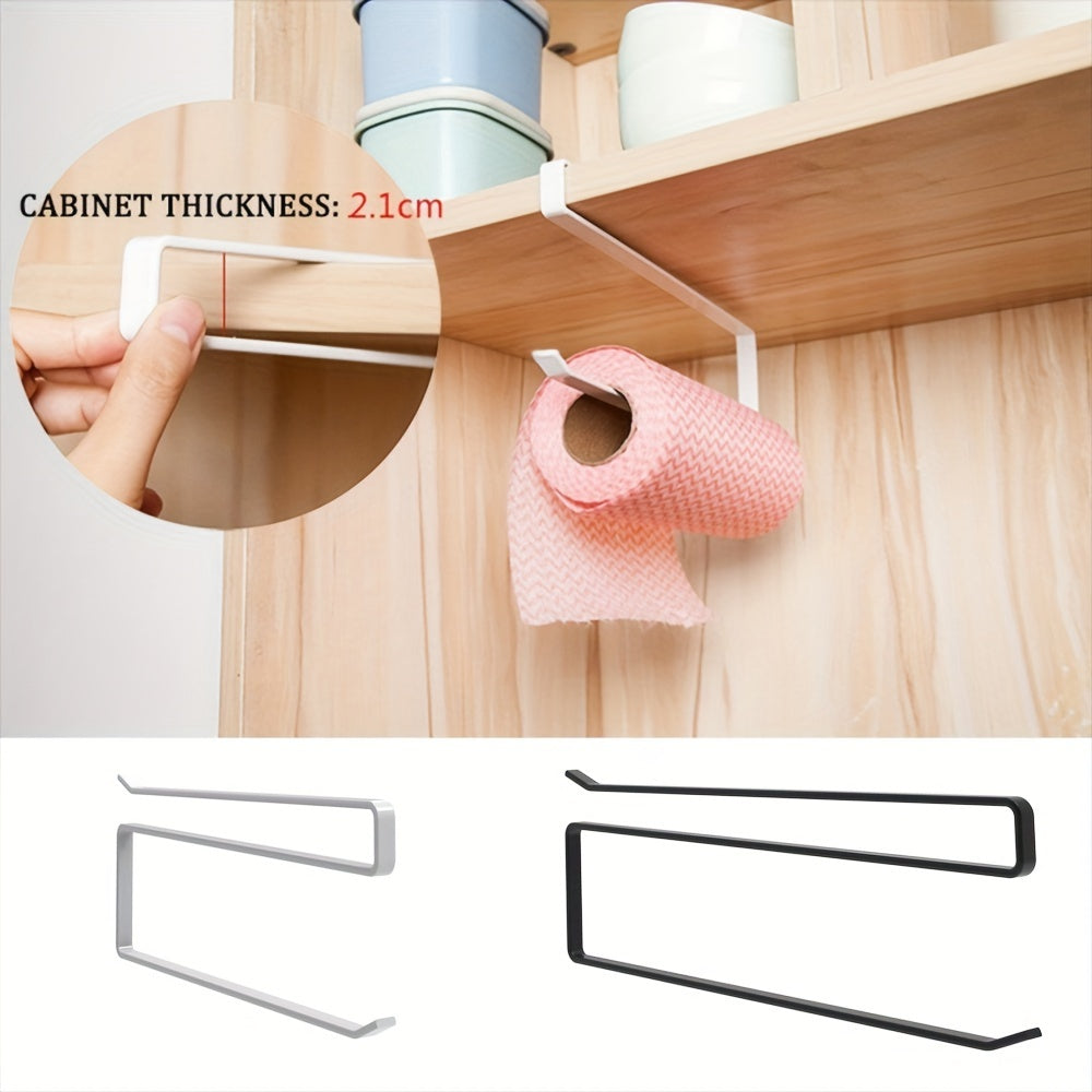 Iron Kitchen Paper Towel Holder - Easy Install, No-Drill Cabinet Hanging Design for Convenient Storage of Paper Towel Rolls, Rags, and Wraps