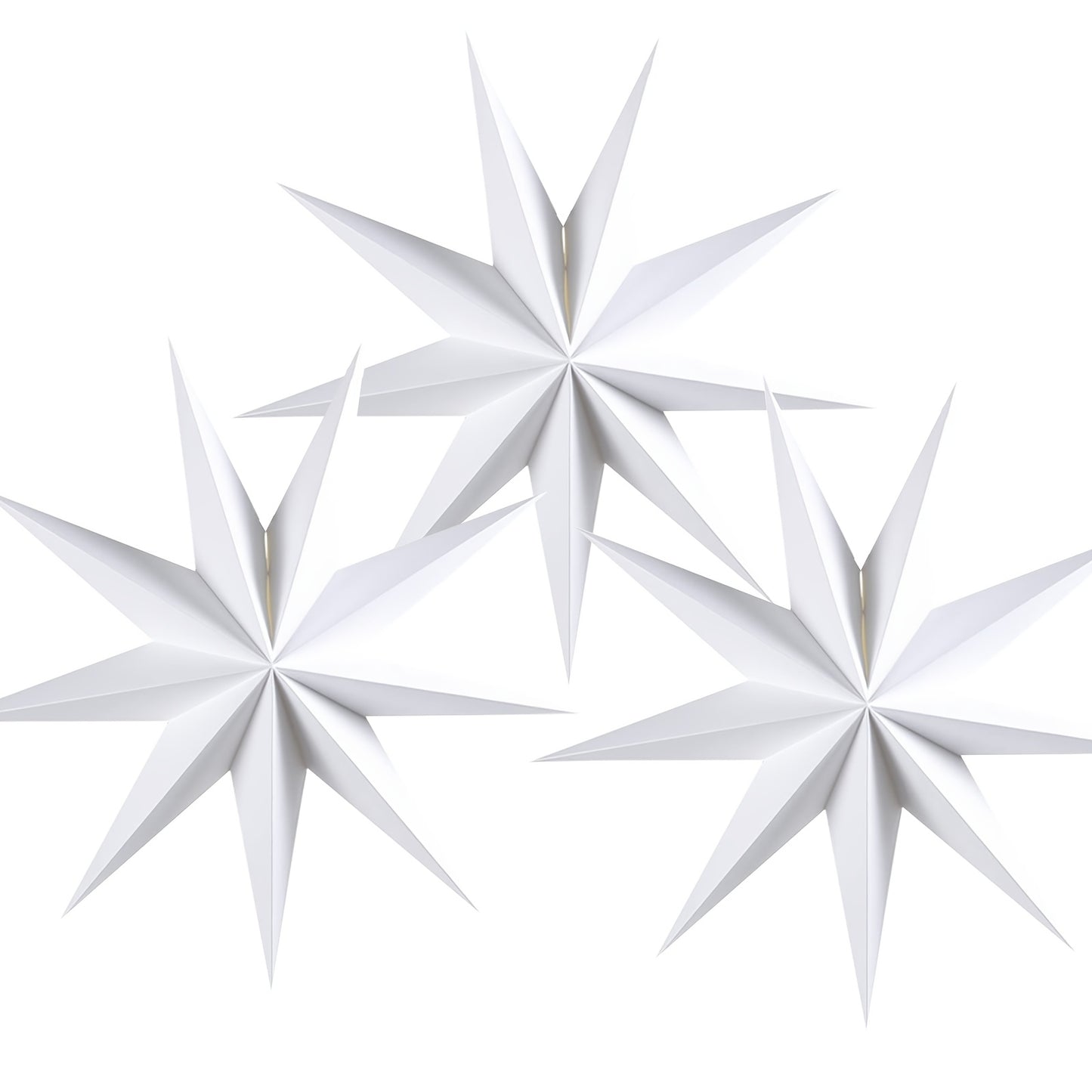 3 black, grey, and white 3D paper star lanterns, each measuring 30.48cm, ideal for Christmas and Xmas party decorations indoors.