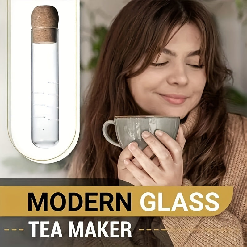 This Cork-Stopped Glass Tea Infuser features a clear test tube design perfect for brewing loose leaf tea - a must-have for any kitchen.