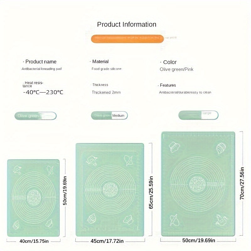 Силиконовый коврик для выпечки - идеально подходит для раскатывания теста и выпечки хлеба, конфет и печенья - необходимый кухонный инструмент для праздничной выпечки на Рождество, Рамадан, День благодарения, День матери и День отца.