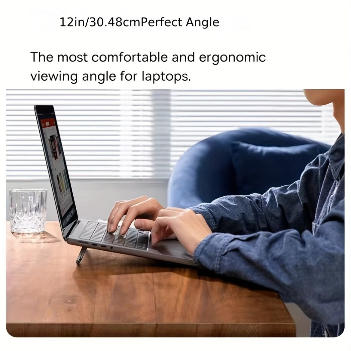 Portable laptop stand for laptops, tablets, keyboards, and phones. Foldable and ergonomic design made from ABS material. Suitable for devices 25.4-45.72 cm in size.