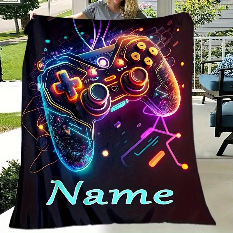 This personalized Custom Gaming Controller Print Blanket is perfect for staying cozy and warm in various settings such as your couch, bed, while traveling, camping, in the living room, or at the office. It is machine washable for easy care and provides