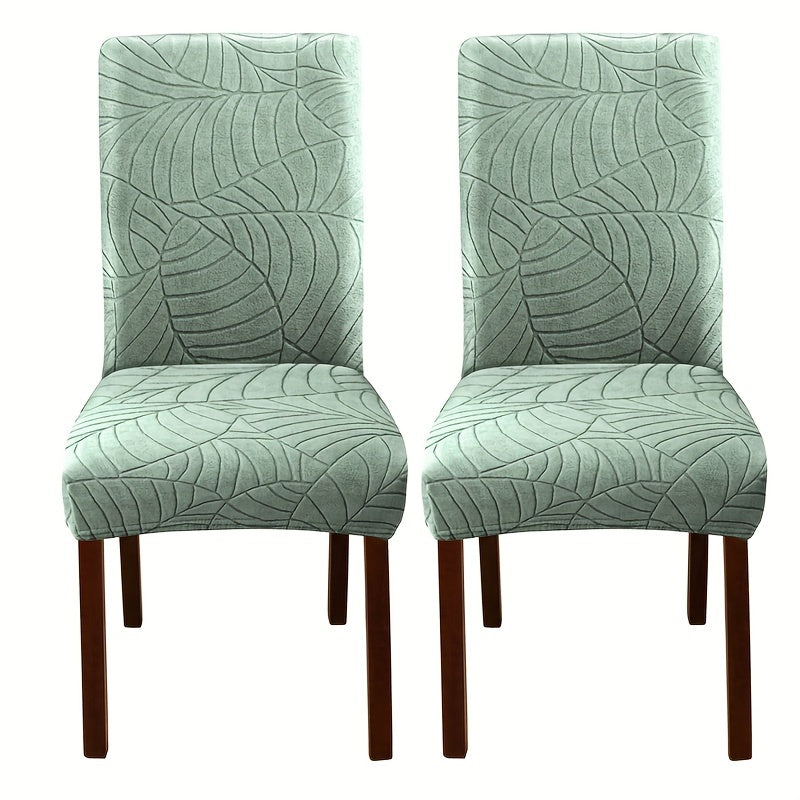 2/4pcs Leaf Jacquard Chair Covers, suitable for various chair sizes. Easy to install, non-slip, and provides protection for chairs in living rooms and kitchens.